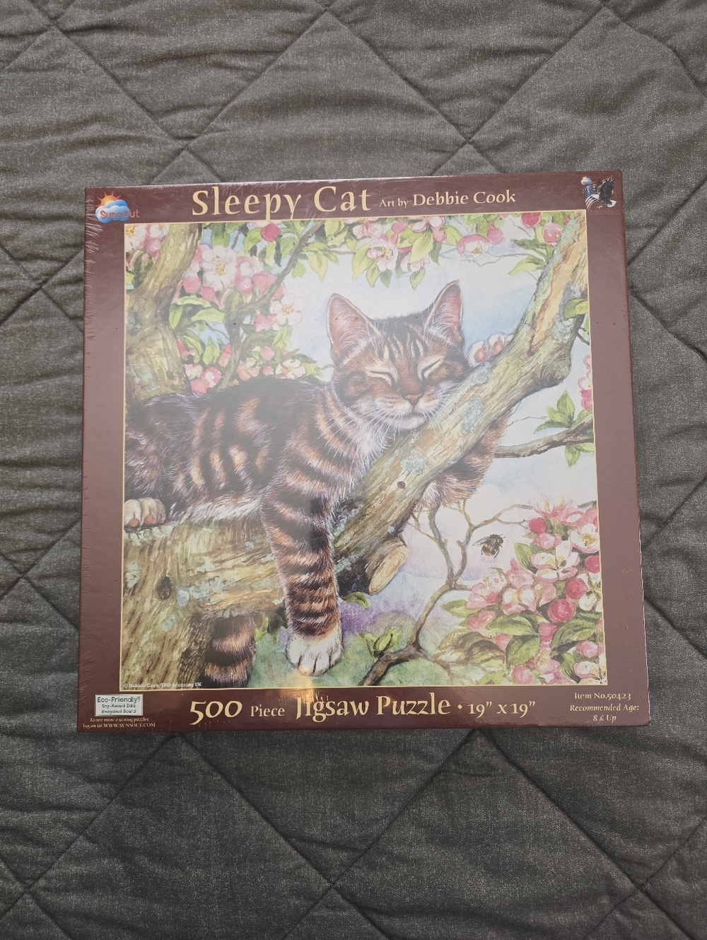 Sleepy Cat Plush-Look Jigsaw Puzzle - Brown